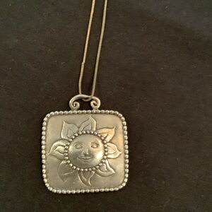 Sun Face Silver-Tone Pendant Necklace - Women Jewelry